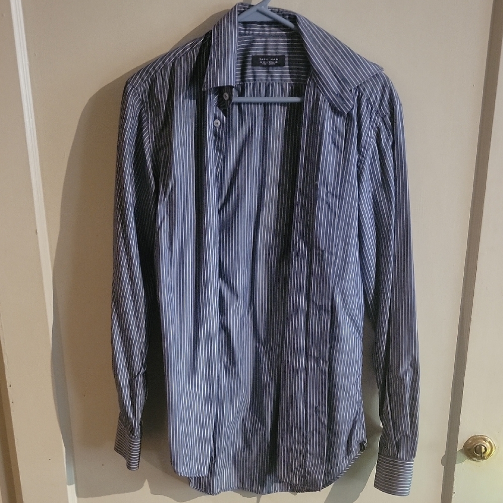 Zara Blue Striped Casual Button Down Shirt